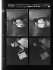 Photos of Carl Knox; Man holding The Eastern Reflector 1886 issue (4 Negatives) (June 21, 1958) [Sleeve 41, Folder c, Box 15]